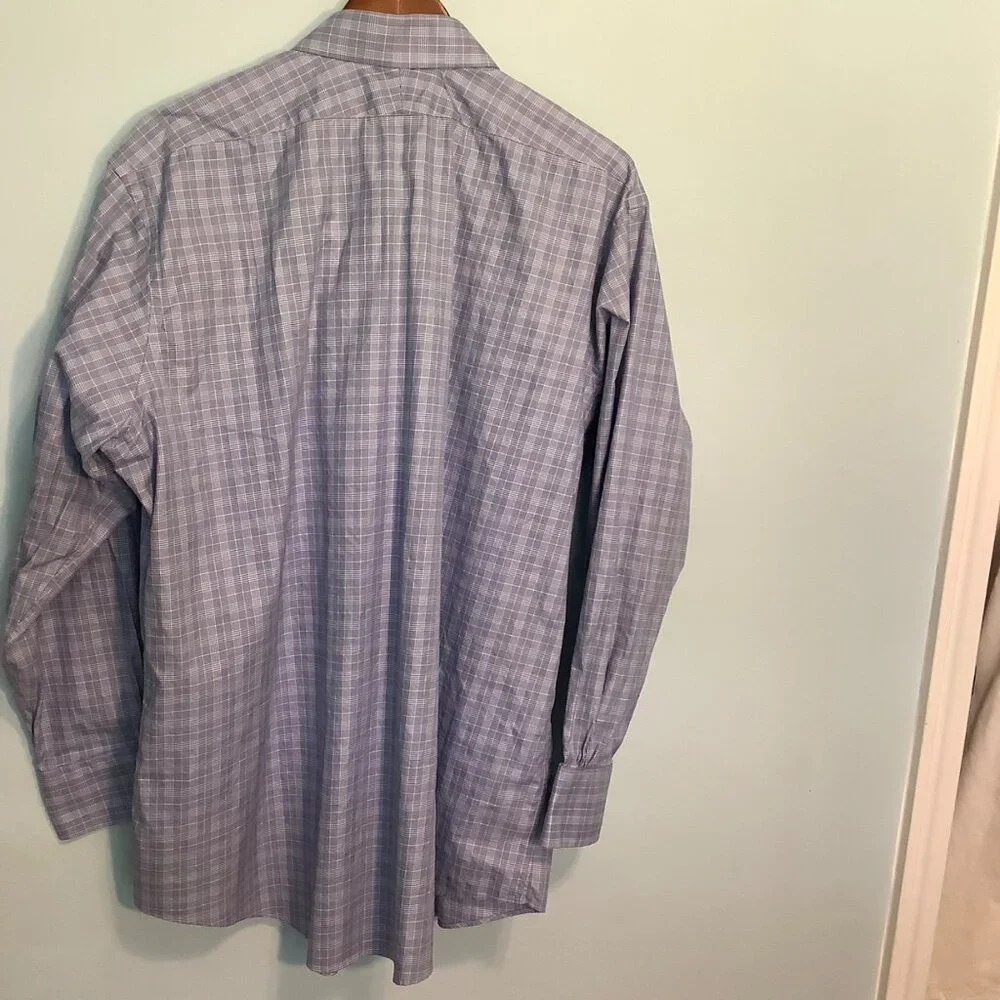 Brooks Brothers Men’s Button Down Shirt 17 1/2-34 Blue/White Plaid Egyptian Cott - Picture 7 of 8